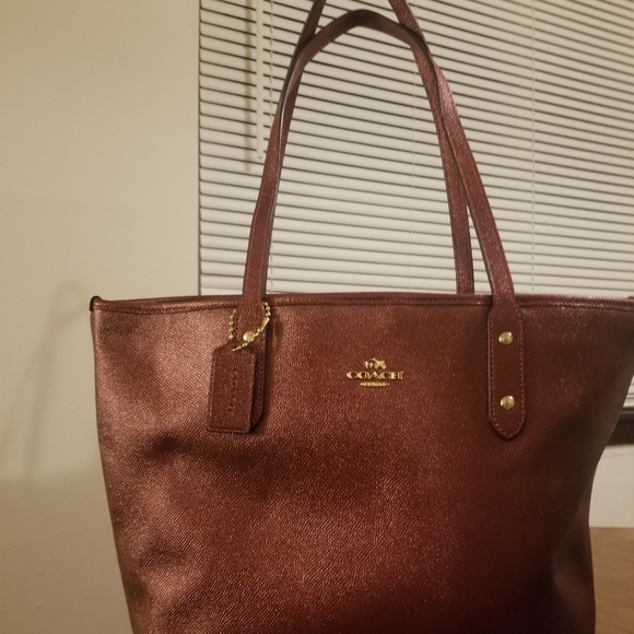 Coach Metallic Red medium tote - Picture 2 of 4